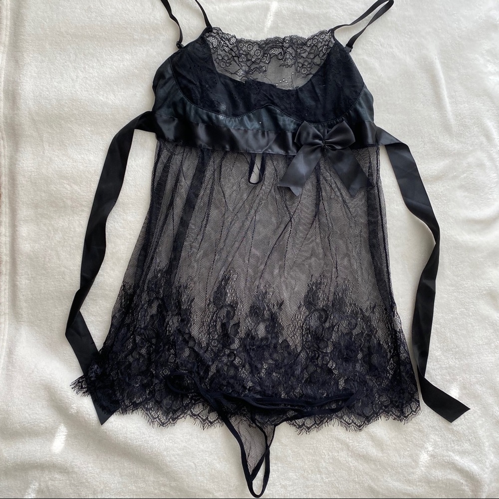 *Sold* Black Mesh Lingerie Two Piece set